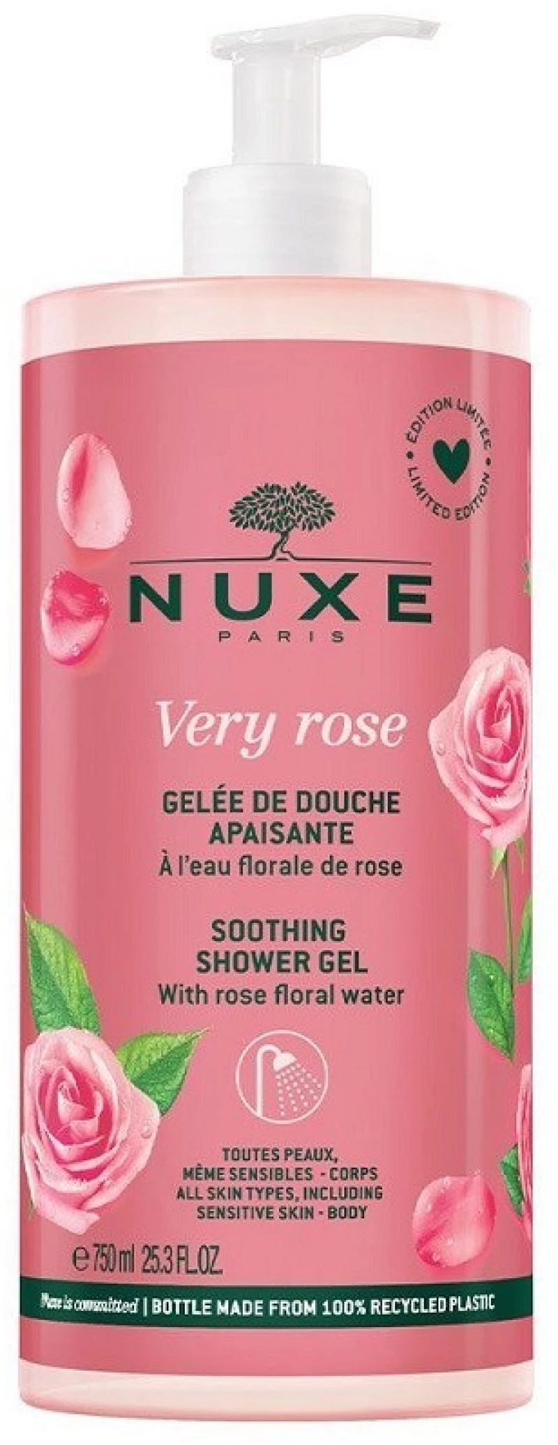 Nuxe, Very Rose, Soothing, Shower Gel, For All Skin Types, 750 ml