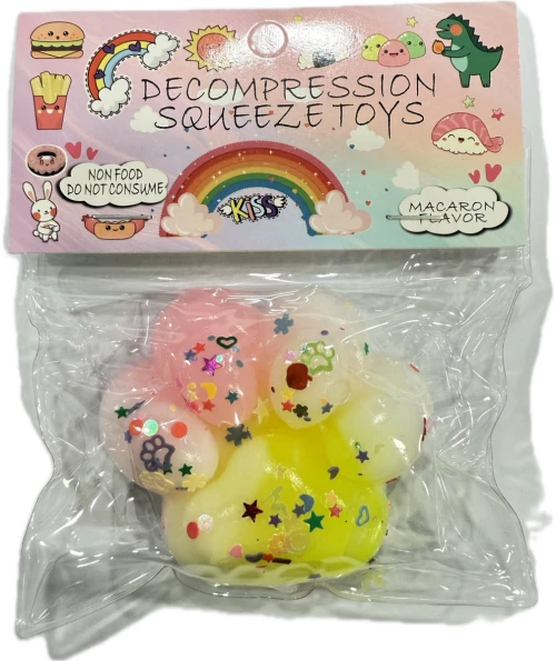 Antistress Pinch Family Squishy Πατούσα με Strass σε Κίτρινες αποχρώσεις 7x5.5cm