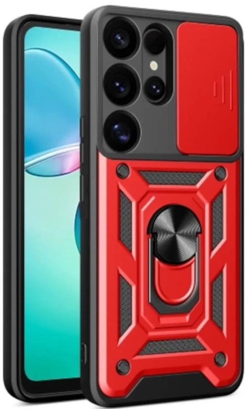 Θήκη Samsung Galaxy S25 Ultra Bodycell Armor Slide Ανθεκτική με Κάλυμμα για την Κάμερα & Μεταλλικό Ring Holder - Red (5206015081019)