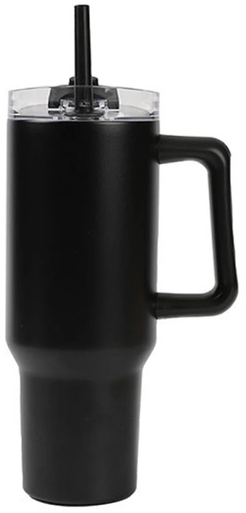 Κούπα Θερμός Ανοξείδωτο με Καλαμάκι και Λαβή - Tumbler i Drink iTotal ID0258 1200ml Black