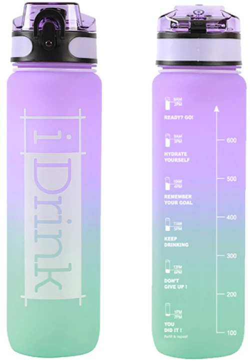 Παγούρι i Drink Tritan Motivational Goal 1000ml Purple-Aquamarine ID2122