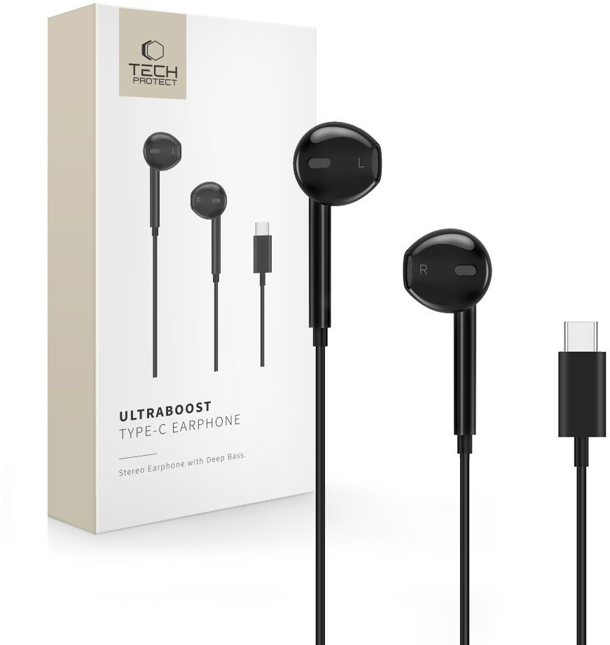 Tech-Protect Ultraboost In-ear Handsfree Ακουστικά με Βύσμα USB-C - Μαύρο