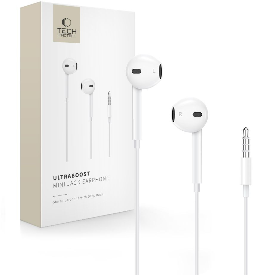 Tech-Protect Ultraboost In-ear Handsfree Ακουστικά με Βύσμα 3.5mm - Λευκό