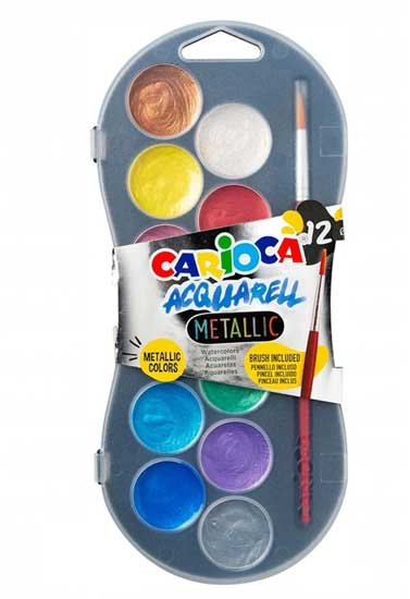 Νερομπογιές Carioca Acquarell Metallic 12 χρωμάτων