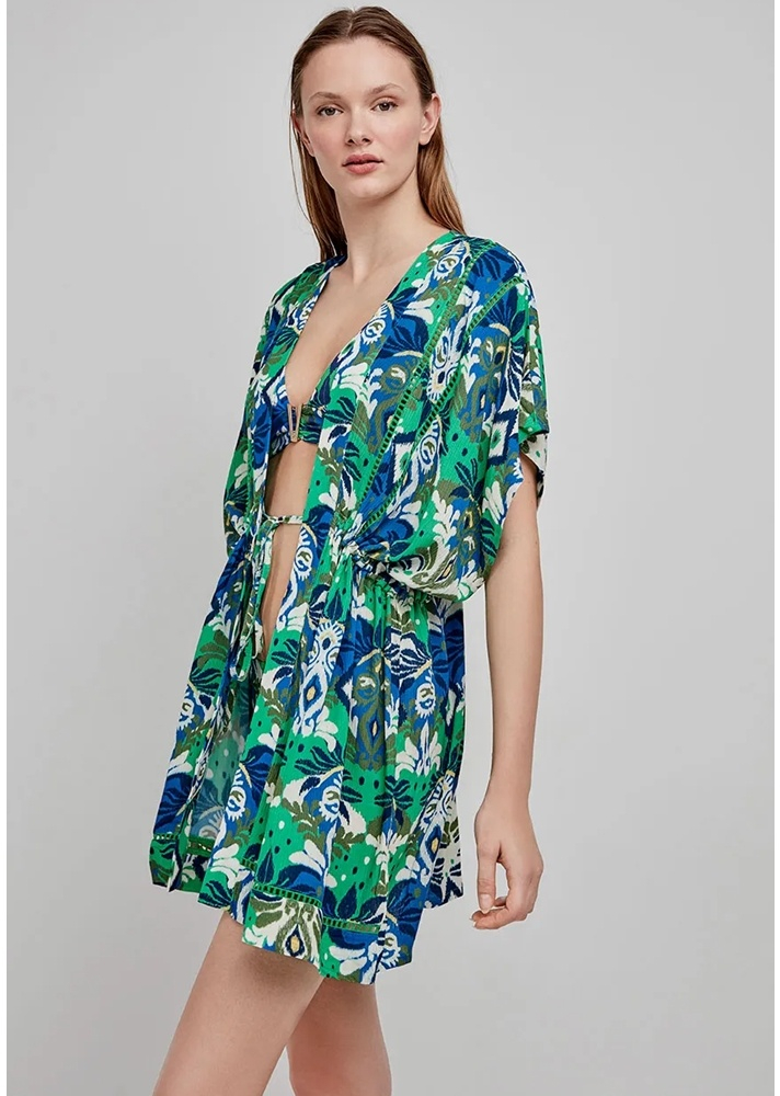 Gisela Γυναικείο Καφτάνι Beachdress Viscose Regular Fit 2/40036Print