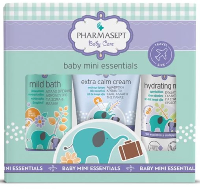 Pharmasept Set Baby Care Mini Essentials Mild Bath100ml & Extra Calm Cream 40ml & Hydrating Milk40ml