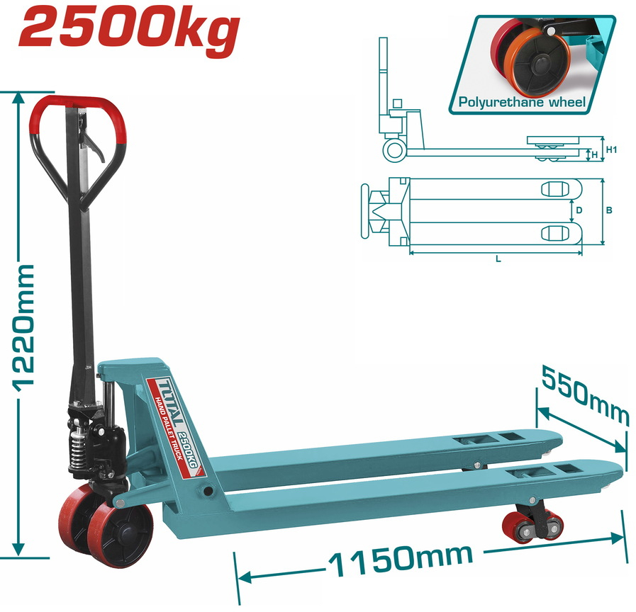 Επαγγελματικό παλετοφόρο 2.500Kg TOTAL THT301251