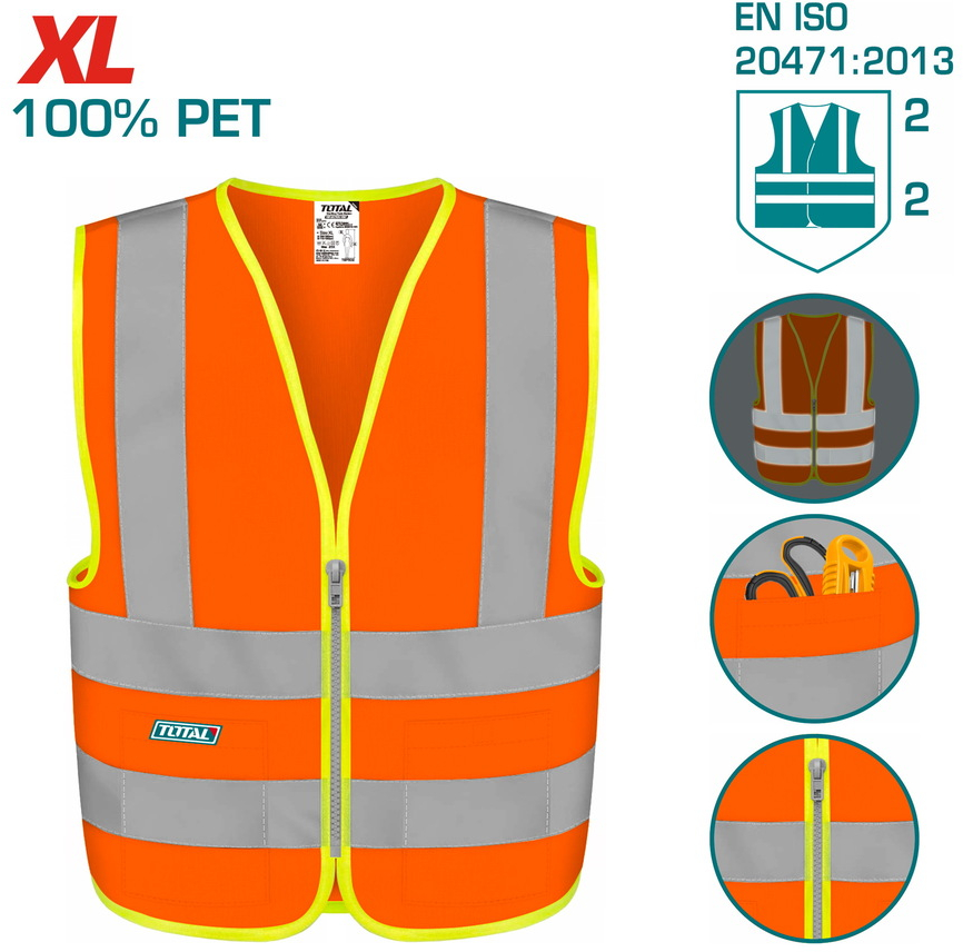 Γιλέκο εργασίας ανακλαστικό πορτοκαλί XL TOTAL TSP62XL