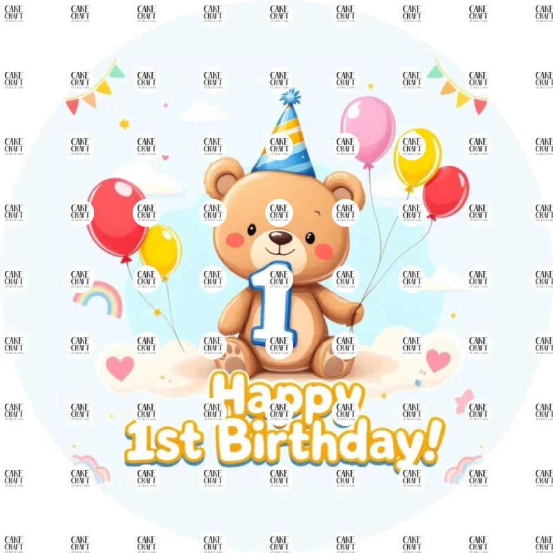 Βρώσιμο Σχέδιο first birthday teddy bear v1
