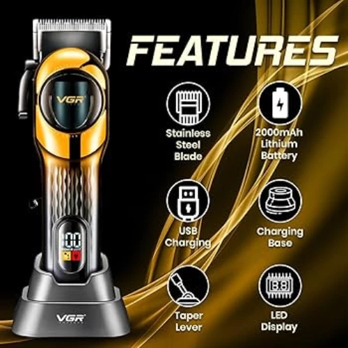 VGR Επαναφορτιζόμενη Κουρευτική Μηχανή Κίτρινη V-166