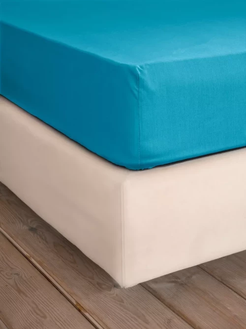 Σεντόνι Unicolors - Petrol Blue Πετρόλ Ημίδιπλο με Λάστιχο 120x200+32