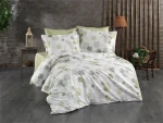 Σεντόνια Εμπριμέ Σετ 3 τεμ Μελίνα 708 160X240 White-Olive 100% Cotton - -