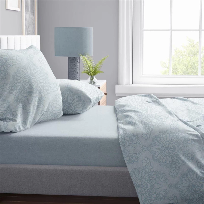 Σεντόνια Εμπριμέ Σετ 4 τεμ Άρτεμις 705 240X270 Light Blue-Grey 100% Cotton - -