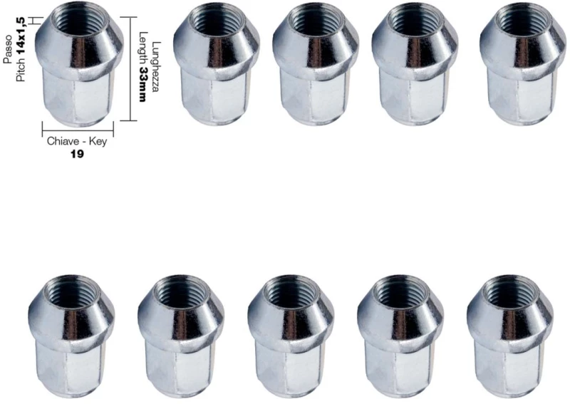 Simoni Racing ΠΑΞΙΜΑΔΙ ΚΩΝΙΚΟ 14x1,5 (33mm) (19) 10ΤΕΜ. SRDR/15-10
