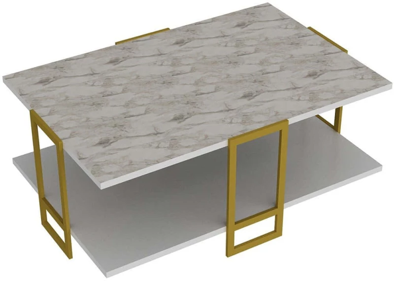 Τραπέζι Σαλονιού Polka 875ZNA2813 91,5x61,5x36,6cm Marble Effect White