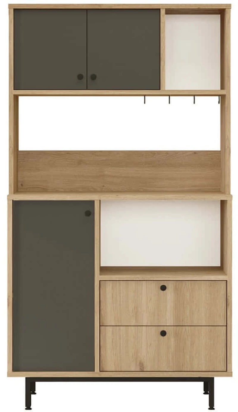 Ντουλάπι Κουζίνας 956LCS3567 88x35,5x161,2cm Oak-Anthracite Μοριοσανίδα, Μέταλλο