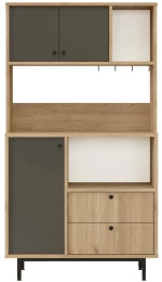 Ντουλάπι Κουζίνας 956LCS3567 88x35,5x161,2cm Oak-Anthracite Μοριοσανίδα, Μέταλλο