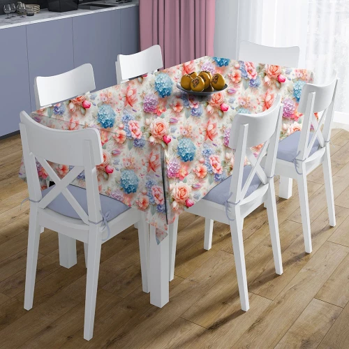 Τραπεζομάντηλο Αλέκιαστο Ορτανσίες 464 Multi DimCol 180x300 Βαμβάκι-Πολυέστερ