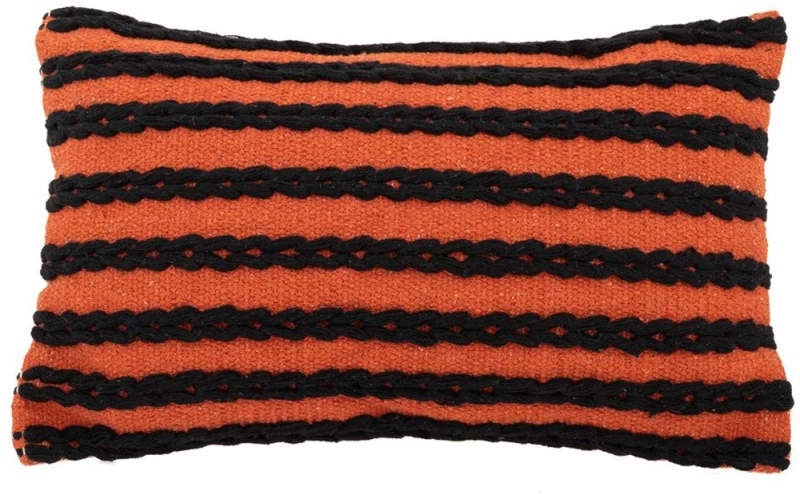 Διακοσμητικό Μαξιλάρι (Με Γέμιση) Ριγέ 88909 Orange-Black 50X30 Ύφασμα