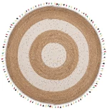Χαλί Στρόγγυλο Με Κρόσια 90164 Ecru-Natural 150X150cm Round