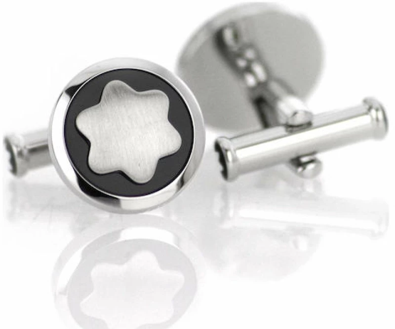 Montblanc Star Μανικετόκουμπα από ατσάλι με μαύρο όνυχα 116661