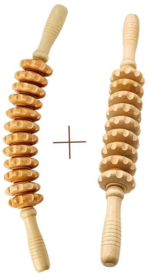 Ξύλινοι Κύλινδροι για Μασάζ και Μαδεροθεραπεία Set 2τμχ Full Body Massage