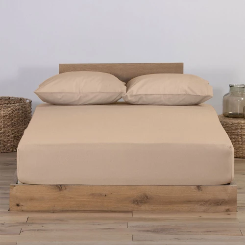 Σεντόνι Jersey Με Λάστιχο Beige Nef-Nef Homeware Single 100x230cm 100% Βαμβάκι