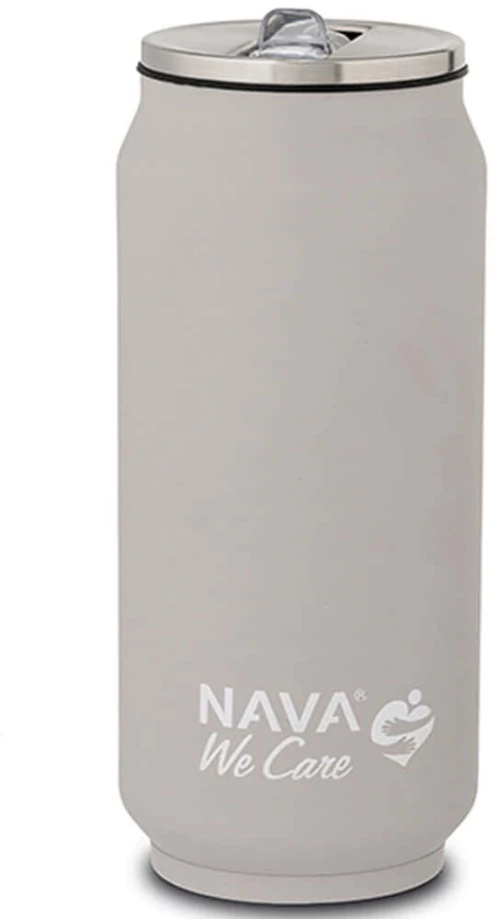 Ποτήρι - Θερμός Με Καλαμάκι We Care 10-016-044 Φ7x18,5cm 500ml Grey Nava