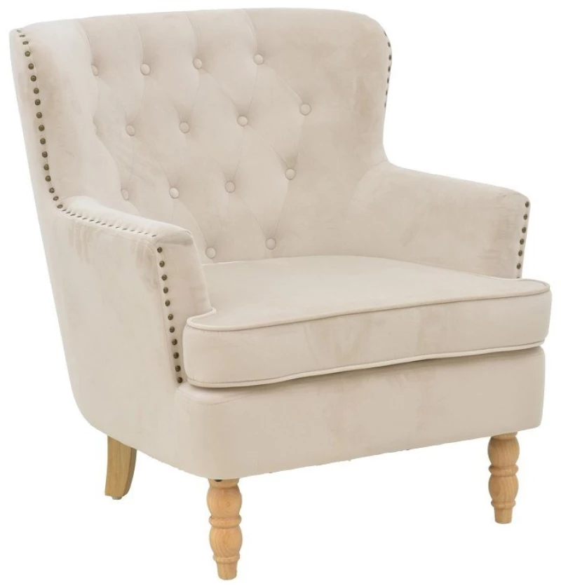 Πολυθρόνα Keisi 255-000064 Βελούδο 81,5x84x92,5cm Cream