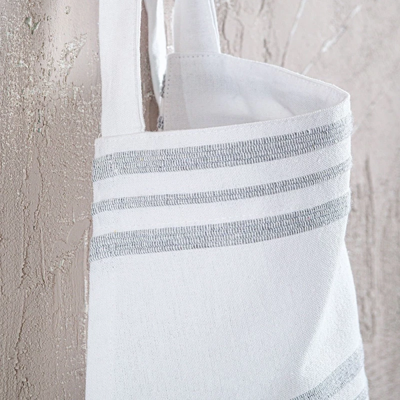 Ποδιά Ολόσωμη Athenian White-Light Grey Ρυθμός 60x85cm 100% Βαμβάκι