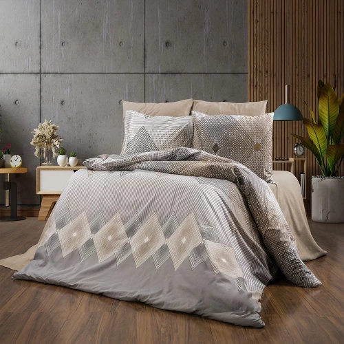 Σεντόνια Καλλιρόη 603 (Σετ 4τμχ) Grey-Mocha DimCol Queen Size 240x270cm Βαμβάκι-Πολυέστερ