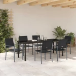 vidaXL Σετ Εξωτερικής Τραπεζαρίας 7 Τεμαχίων Μαύρο Πολυ Ρατάν