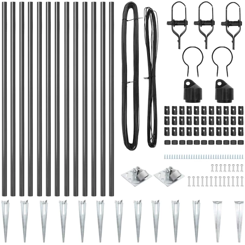vidaXL Σετ Πόλων Φραγμάτων 13 pcs Γκρι Ø32mm 160 εκ Μέταλλο