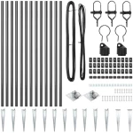 vidaXL Σετ Πόλων Φραγμάτων 13 pcs Γκρι Ø32mm 160 εκ Μέταλλο