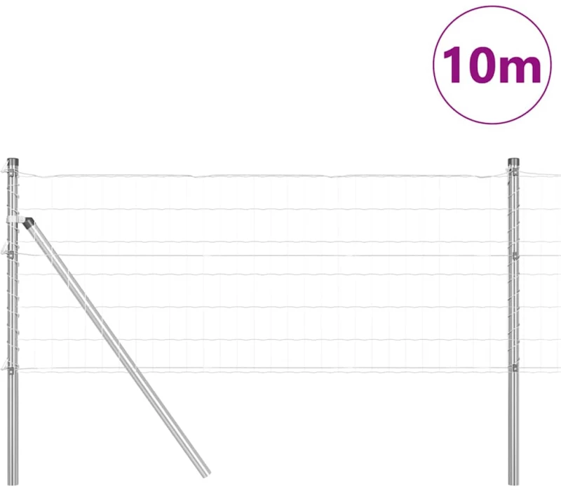 vidaXL Ευρωπαϊκός Φράκτης με 7 Πόστα, 0.4 x 10 μ, Γαλβανισμένο Ατσάλι