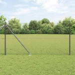 vidaXL Σετ Στύλων Φράχτη Γκρι 1.4 x 10 m