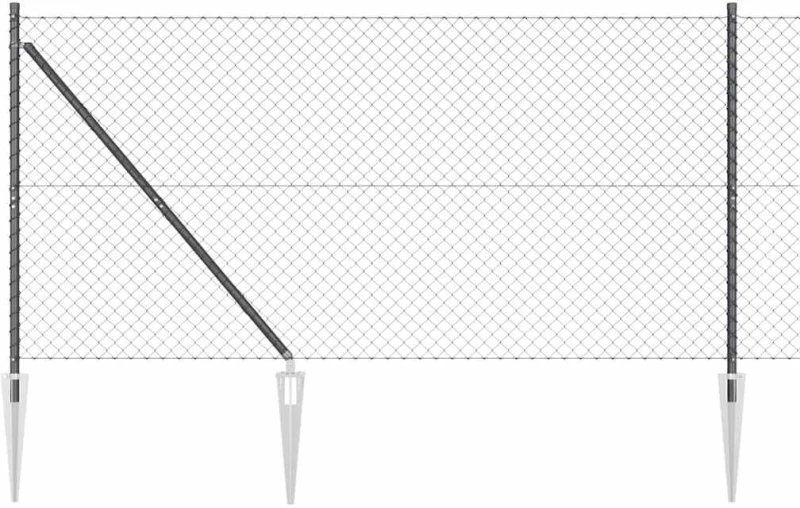 vidaXL Σετ Στύλων Φράχτη Γκρι 1.4 x 10 m