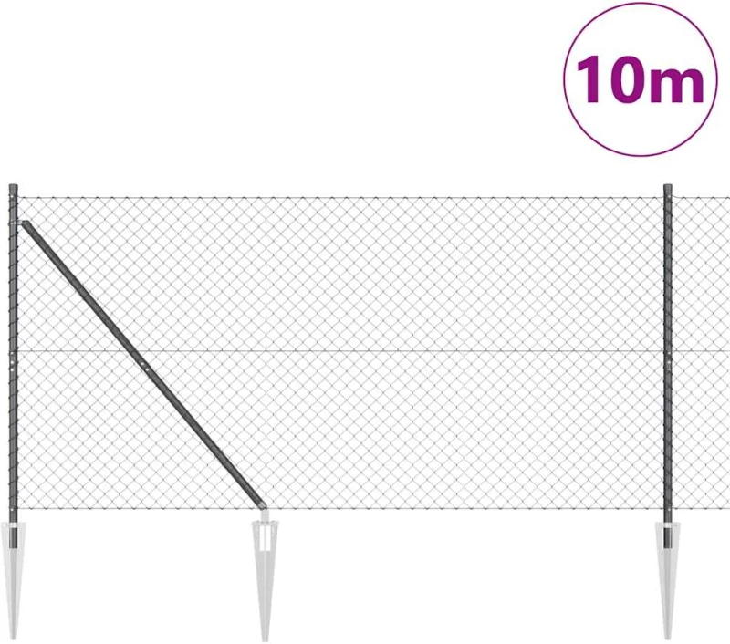 vidaXL Σετ Στύλων Φράχτη Γκρι 1.4 x 10 m