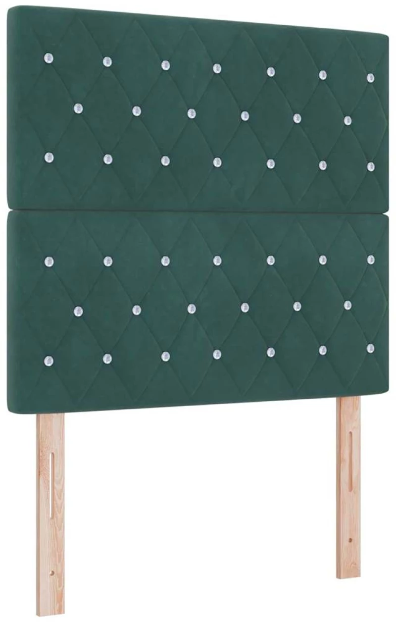 vidaXL Κρεβάτι Box Spring με Στρώμα Σκούρο Πράσινο Μικρό Διπλό Βελούδο