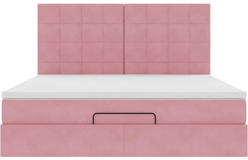 vidaXL Οθωμανικό κρεβάτι με στρώματα ροζ 180x200cm Velvet
