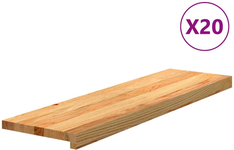 vidaXL Πατάκια Σκάλας 20 τεμ. Ανοιχτό Καφέ 90x25x2 cm Ξύλο Δρυός