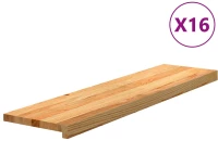 vidaXL Πατάκια Σκάλας 16 τεμ. Ανοιχτό Καφέ 100x30x2 cm Ξύλο Δρυός