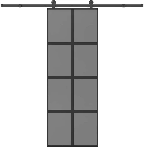 vidaXL Συρόμενη πόρτα με σετ υλικού 76x205 cm από γυαλί&Αλουμίνιο