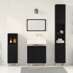 vidaXL Σετ Επίπλων Μπάνα Τριών Κομματιών Μαύρη Βελανιδιά Επεξεργασμένο Ξύλο