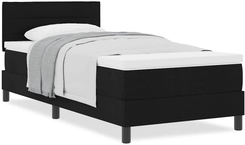 vidaXL Κρεβάτι με Ελατήριο και Στρώμα Μαύρο 90x190 εκ. Ύφασμα