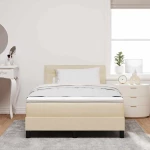 vidaXL Κρεβάτι με Βάση και Στρώμα Κρέμ 120x190 εκ. Υφασμα