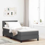 vidaXL Κρεβάτι Box Spring με Στρώμα Σκούρο Γκρι 100x200 εκ Υφάσματος