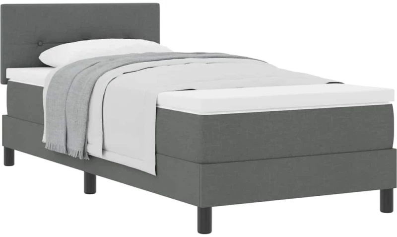 vidaXL Κρεβάτι Box Spring με Στρώμα Σκούρο Γκρι 100x200 εκ Υφάσματος