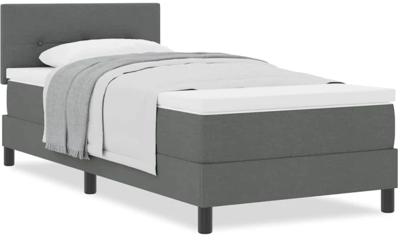 vidaXL Κρεβάτι Box Spring με Στρώμα Σκούρο Γκρι 100x200 εκ Υφάσματος