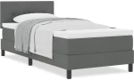vidaXL Κρεβάτι Box Spring με Στρώμα Σκούρο Γκρι 100x200 εκ Υφάσματος